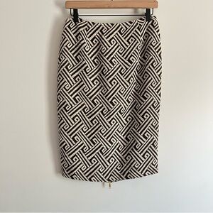 Lafayette 148 Brown Printed Zipper Back Skirt Women’s Size 4 Office Career